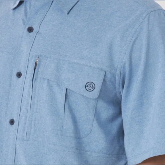 WRANGLER™ ATG MEN'S OUTDOORS SHORT SLEEVE ZIP POCKET SHIRT CORONET BLUE SIZE XL - Picture 3 of 12